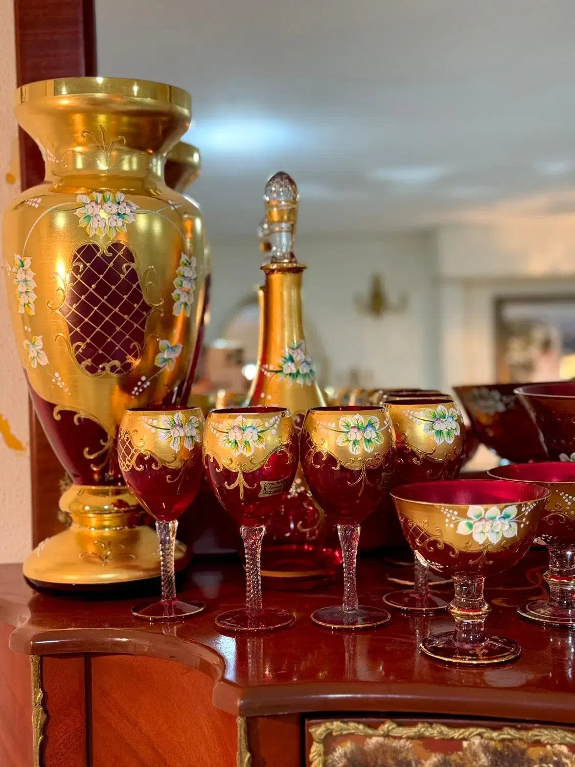 کریستال اگرمن طلاکوب آکبندآنتیک قدیمی جهیزیه دکوری|ظروف سرو و پذیرایی|تهران, پونک|دیوار