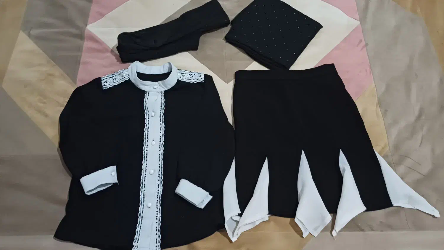 شومیز مشکی سارافون پیراهن بافت دخترانه|کفش و لباس بچه|قم, باغ کرباسی|دیوار