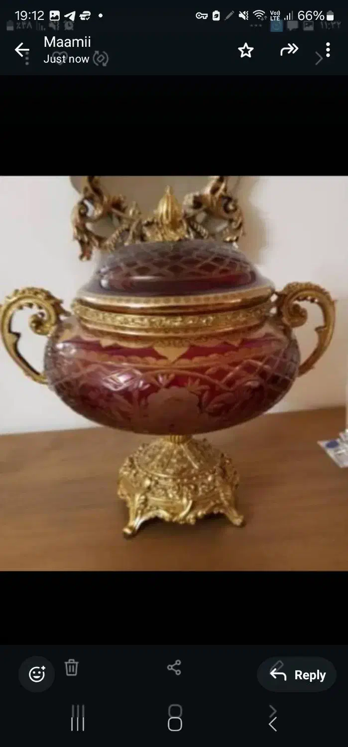 ظرف دکوری انتیک پایه دار تراشدار دوپوست پایه برنز|صنایع دستی و سایر لوازم تزئینی|تهران, پاسداران|دیوار