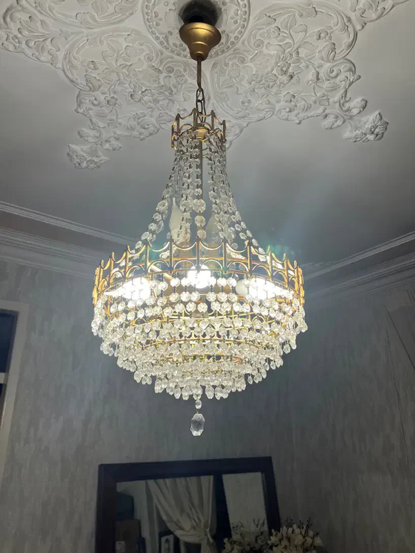 لوستر/ کریستال ایتالیایی/ بدنه برنج|لوستر و چراغ آویز|شهریار, شهریار|دیوار