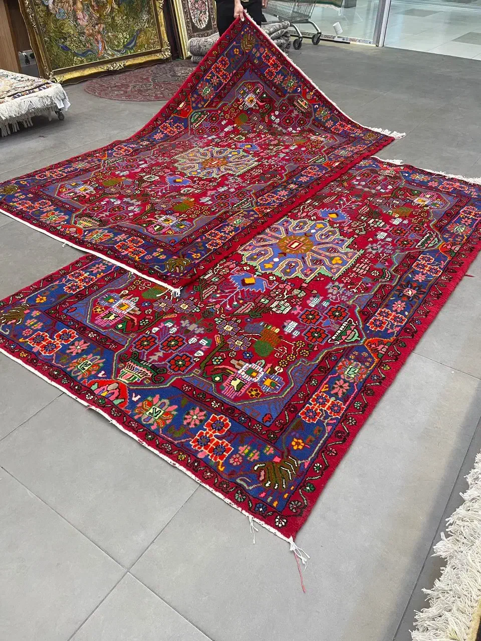 فرش دستباف (بساک) جفت ۵ متری نهاوند زیبا|فرش|مشکین‌دشت, |دیوار