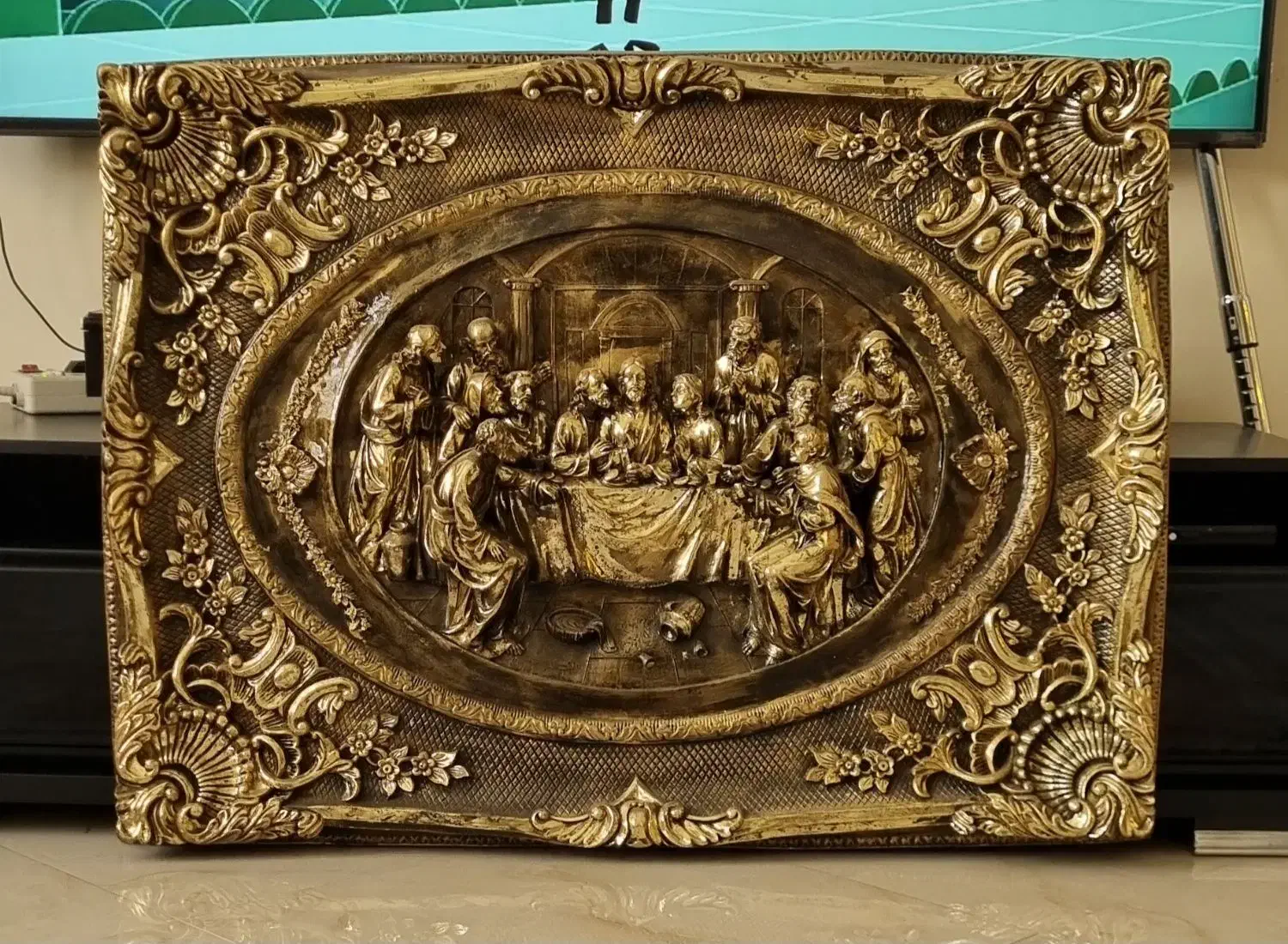 تابلوی شام آخر و ساعت برجسته و ...|تابلو، نقاشی، عکس|پردیس, فاز ۳|دیوار