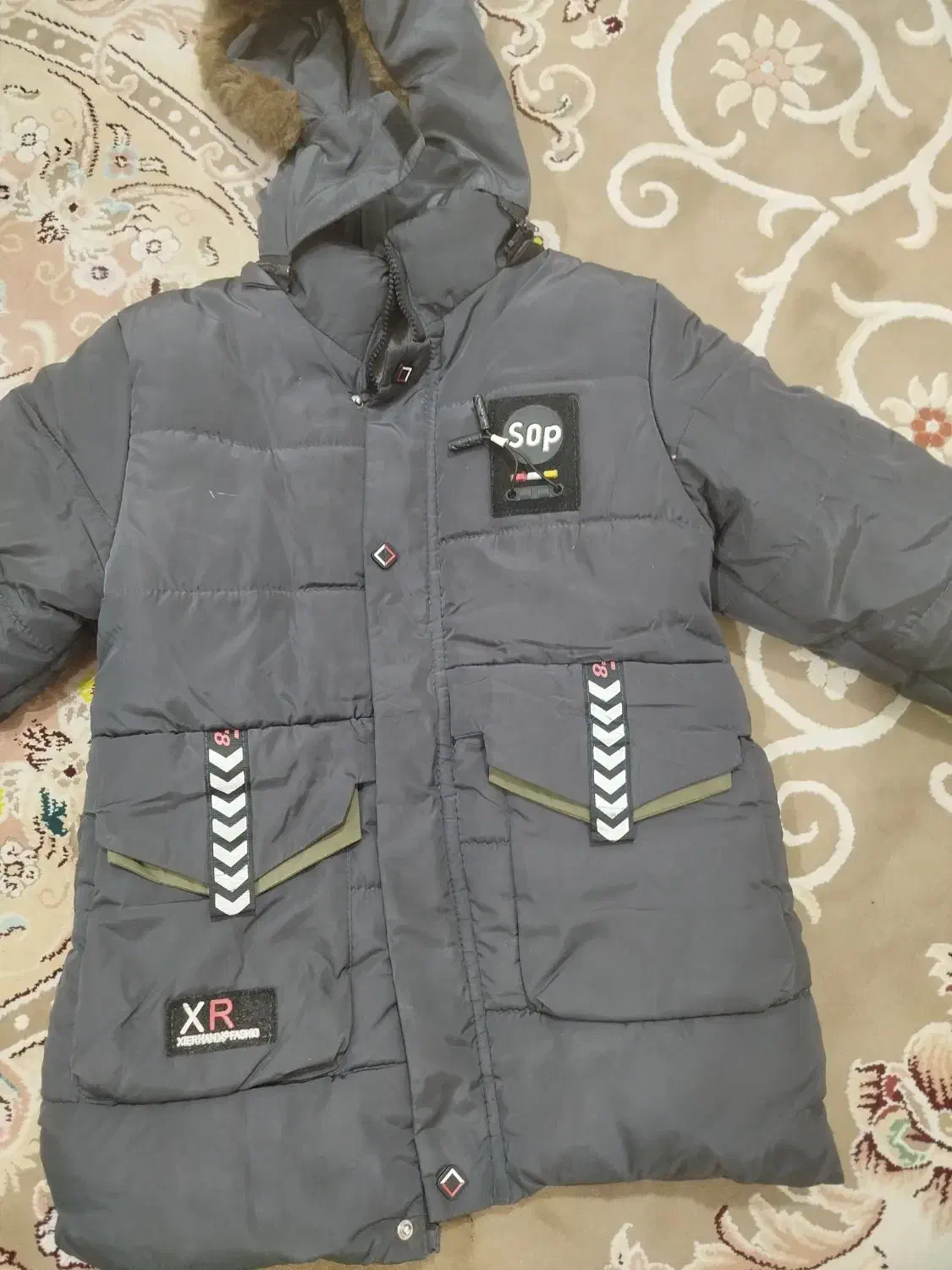 کاپشن پسرونه داخل خز وکلاه دار|کفش و لباس بچه|بندر امام خمینی, |دیوار