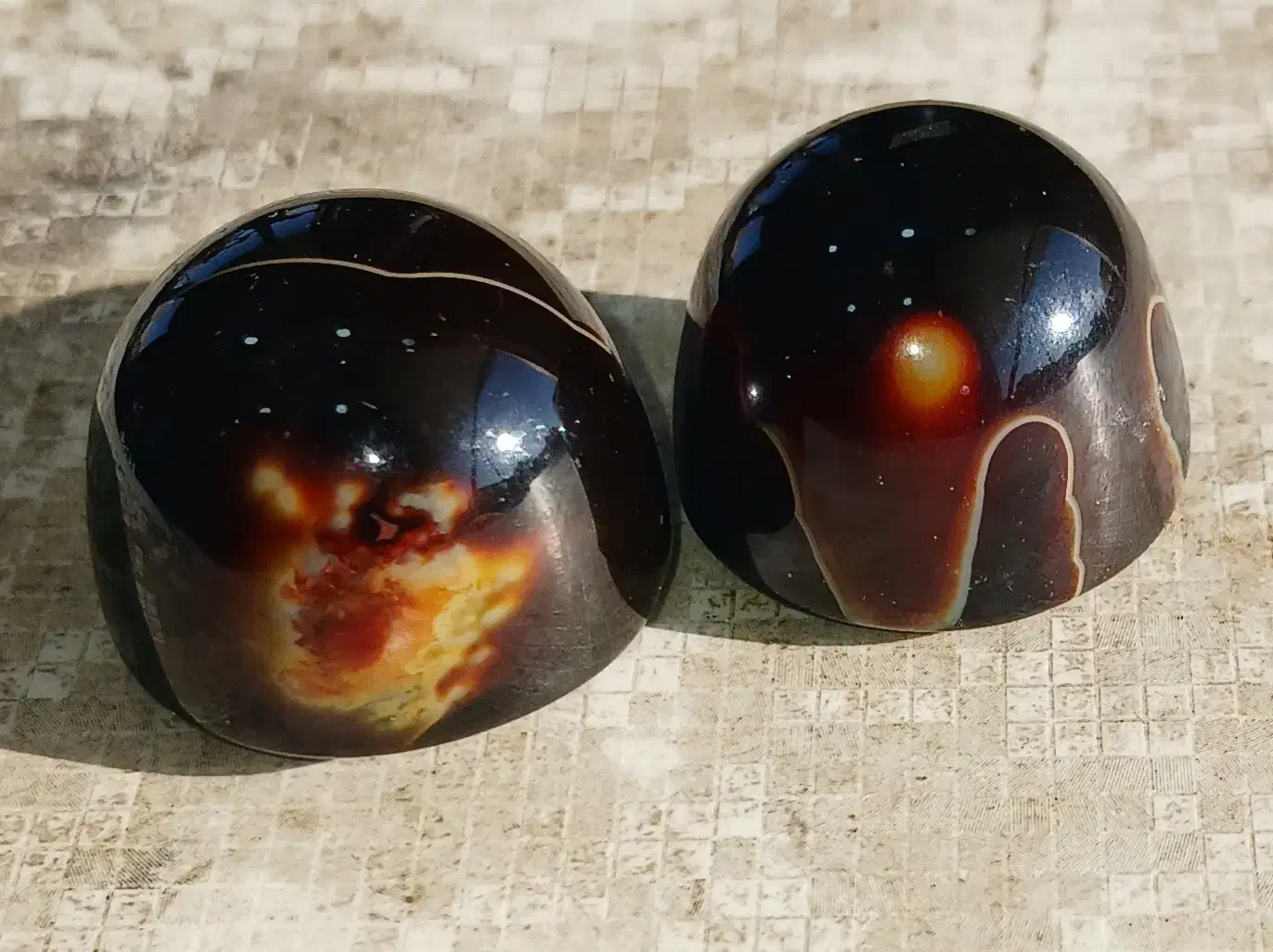 سنگهای موکل دار جفت شده سلطانی عقیق سلیمانی|جواهرات|کارون, |دیوار