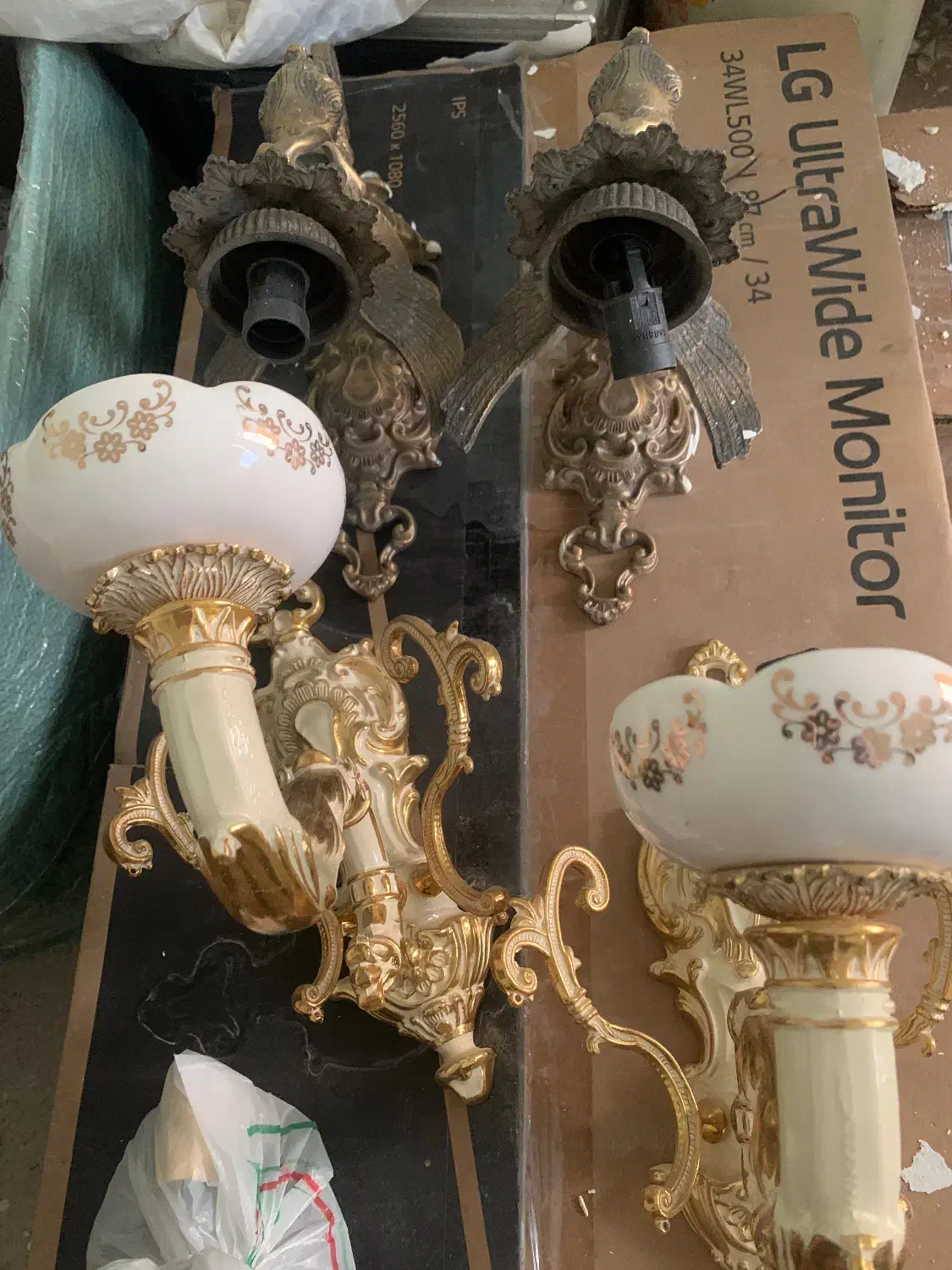 فروش ۴ عدد لوستر تک برنز طرح فرشته و سرامیکی|لوستر و چراغ آویز|شوشتر, |دیوار