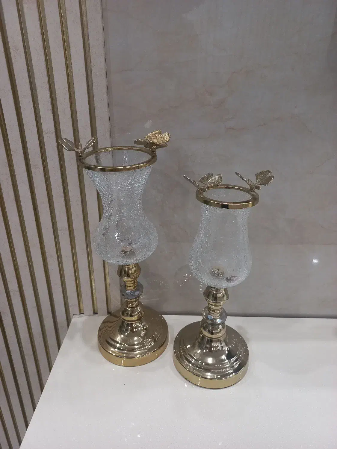 دوتاشمعدونی خوشگل وبدون شکستگی|صنایع دستی و سایر لوازم تزئینی|قم, شاه سید علی|دیوار