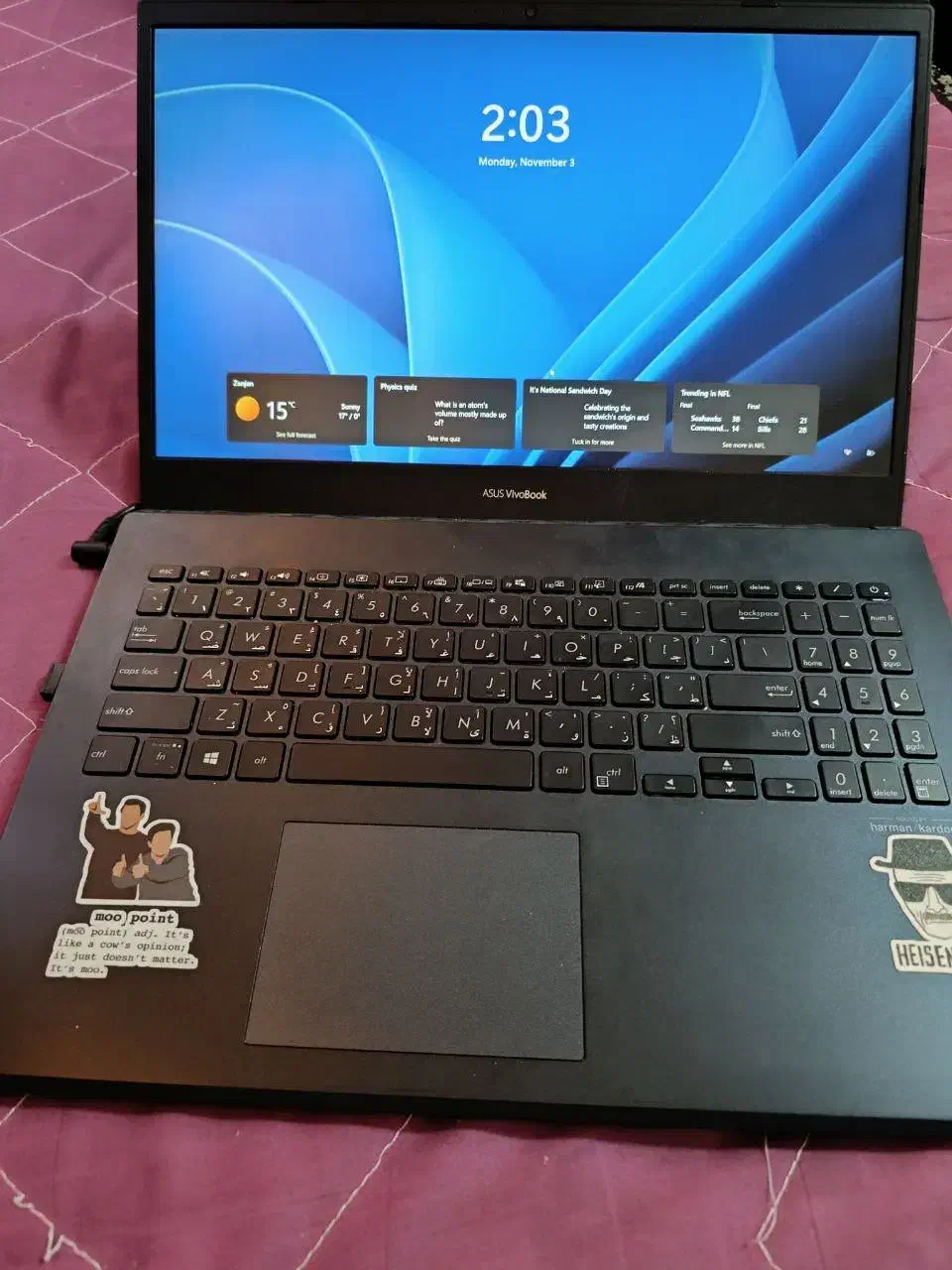 لپ تاپ ASUS vivobook 15کارکرده در حد نو|رایانه همراه|شیراز, دانشگاه شیراز|دیوار