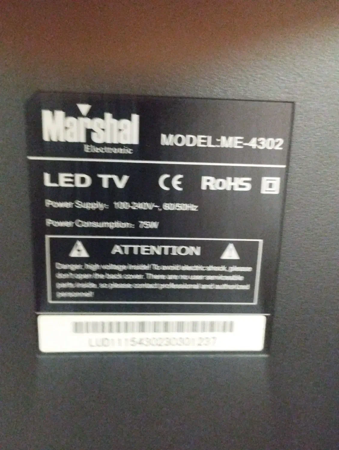 فروش تلویزیون 43 اینچ مارشال فوری|تلویزیون و پروژکتور|وحیدیه, |دیوار