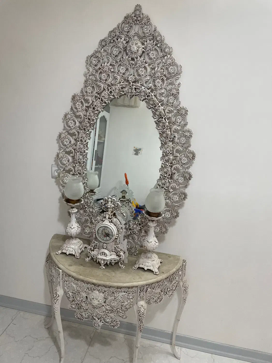 آینه شمعدان سلطنتی بسیار زیبا|بوفه، ویترین، کنسول|لنجان, |دیوار