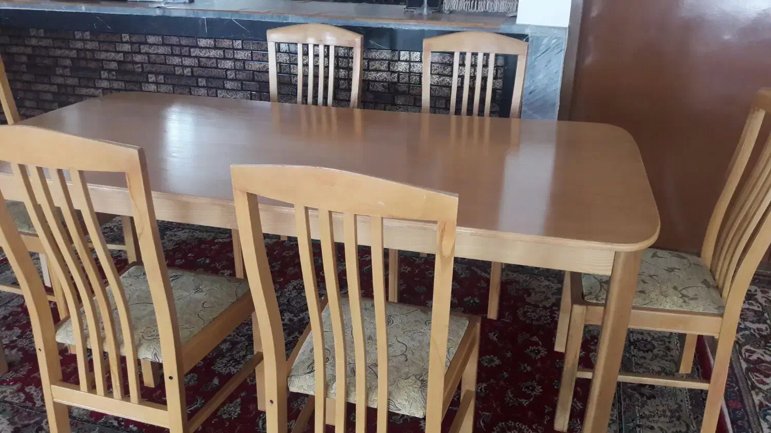 غذا خوری چوبی شش نفره با میز 8 نفره|میز و صندلی غذاخوری|مرند, |دیوار