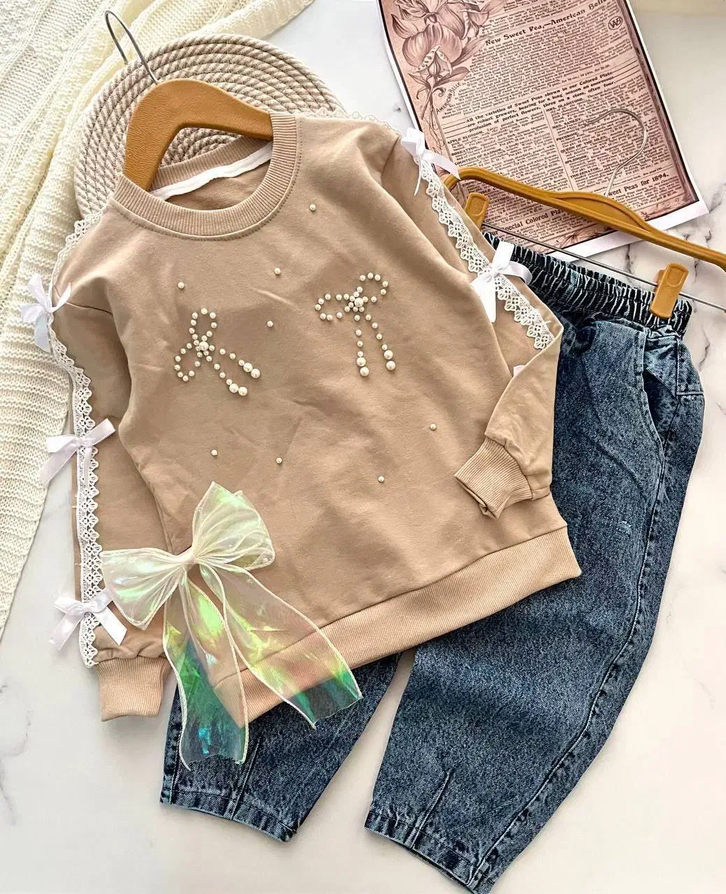 بلوز شلوار دخترانه پاپیون|کفش و لباس بچه|کهریزک, |دیوار