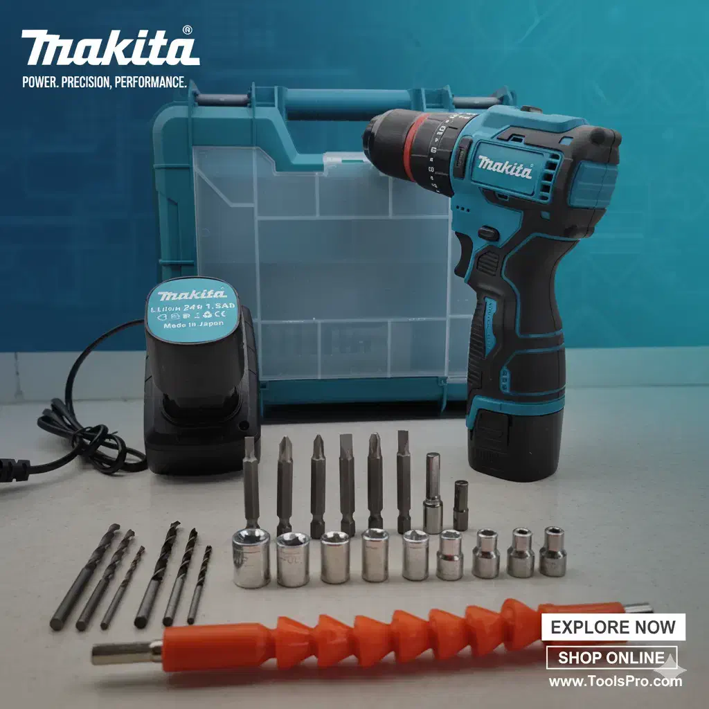 دریل شارژی۲۴ولت براشلس چکشی ماکیتا دو باطری ولوازم|ماشینآلات صنعتی|تهران, شیخ هادی|دیوار