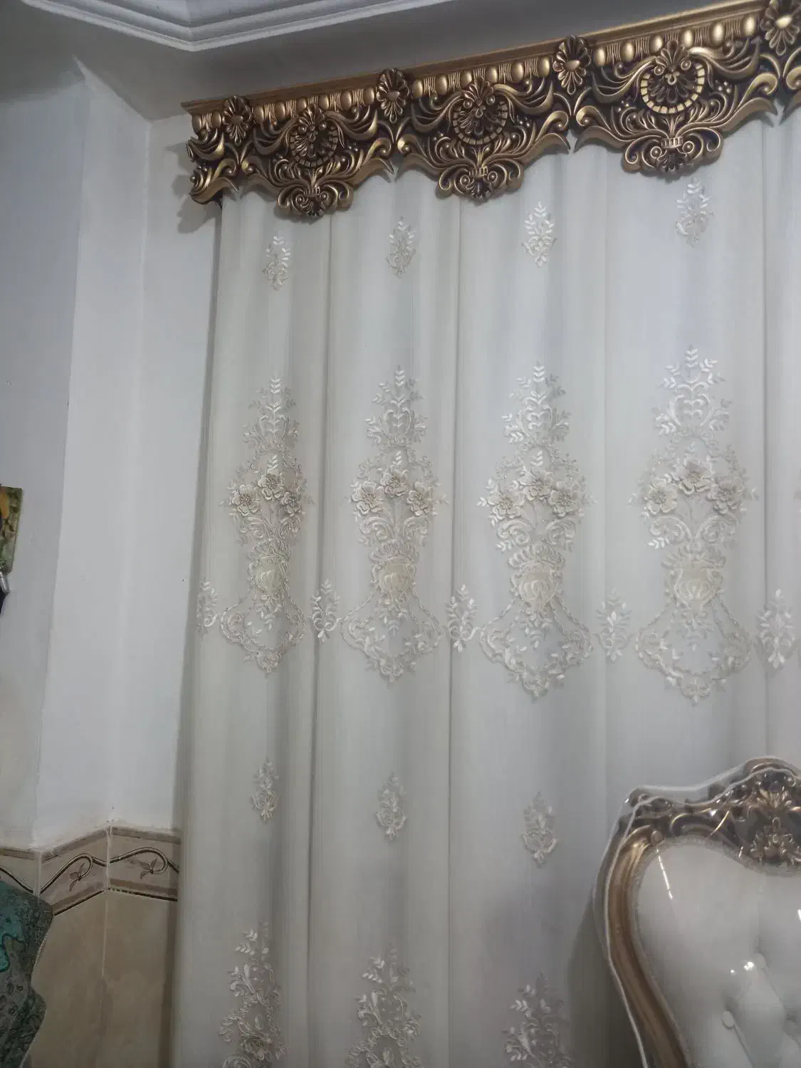 ۲عددپرده باکتیبه|پرده، رانر، رومیزی|آزادشهر, |دیوار