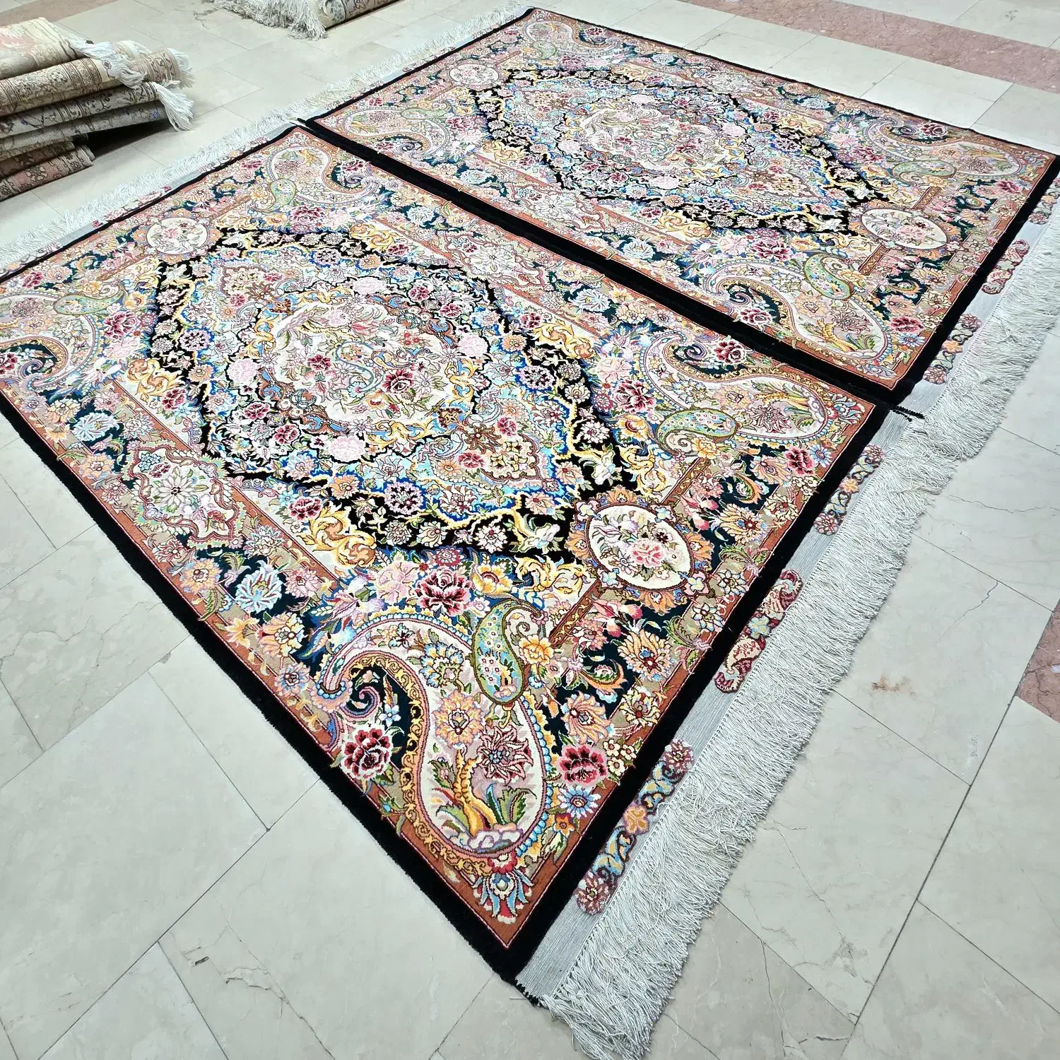 جفت ذرعنیم سالاری کف ابریشم نو|فرش|تهران, شیراز|دیوار