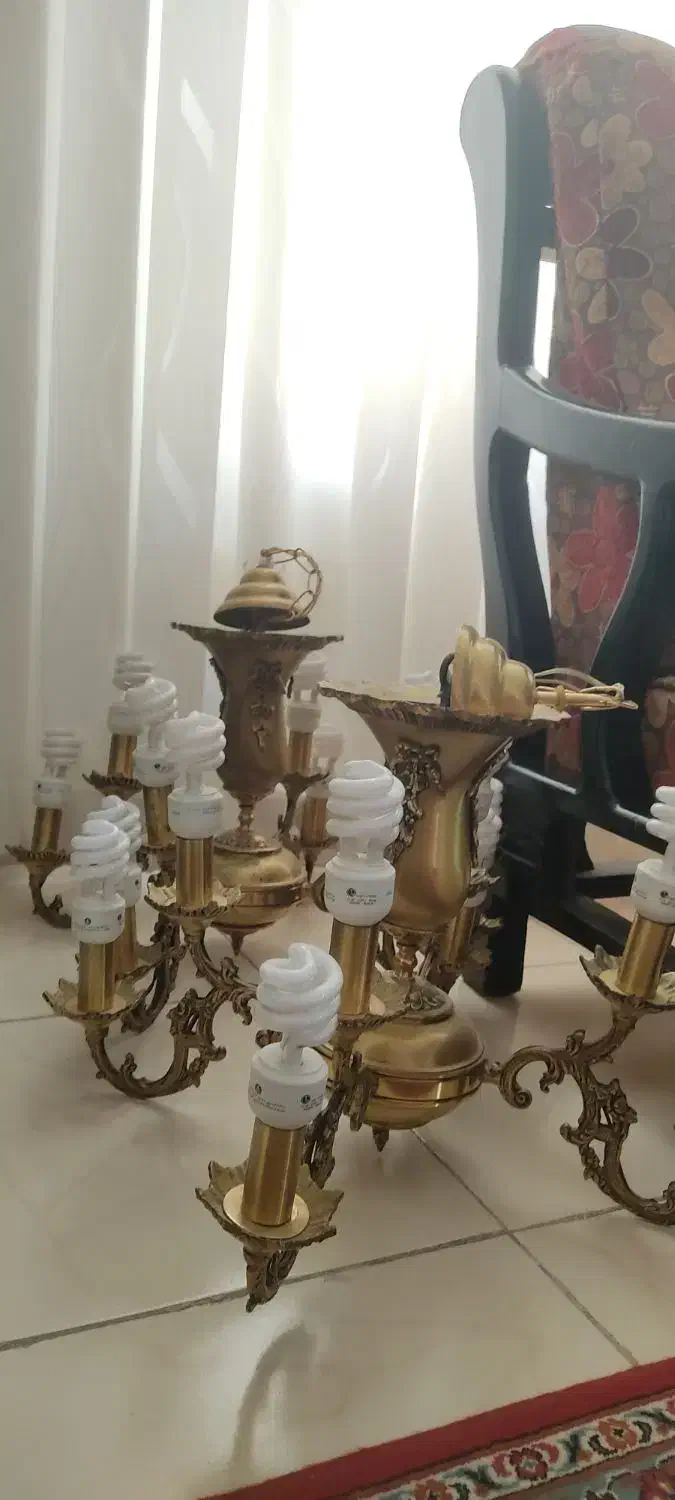 لوستر ۸شاخه برنزی|لوستر و چراغ آویز|قزوین, |دیوار