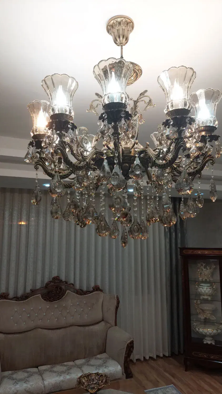 لوستر ۱۰شعله برنجی|لوستر و چراغ آویز|قزوین, |دیوار