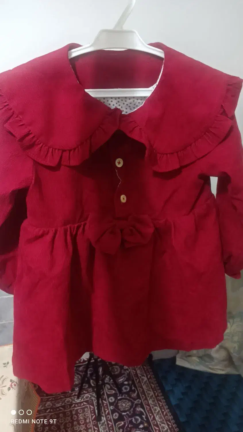 پیراهن مخمل کبریتی یلدایی آستردار|کفش و لباس بچه|کرمان, |دیوار