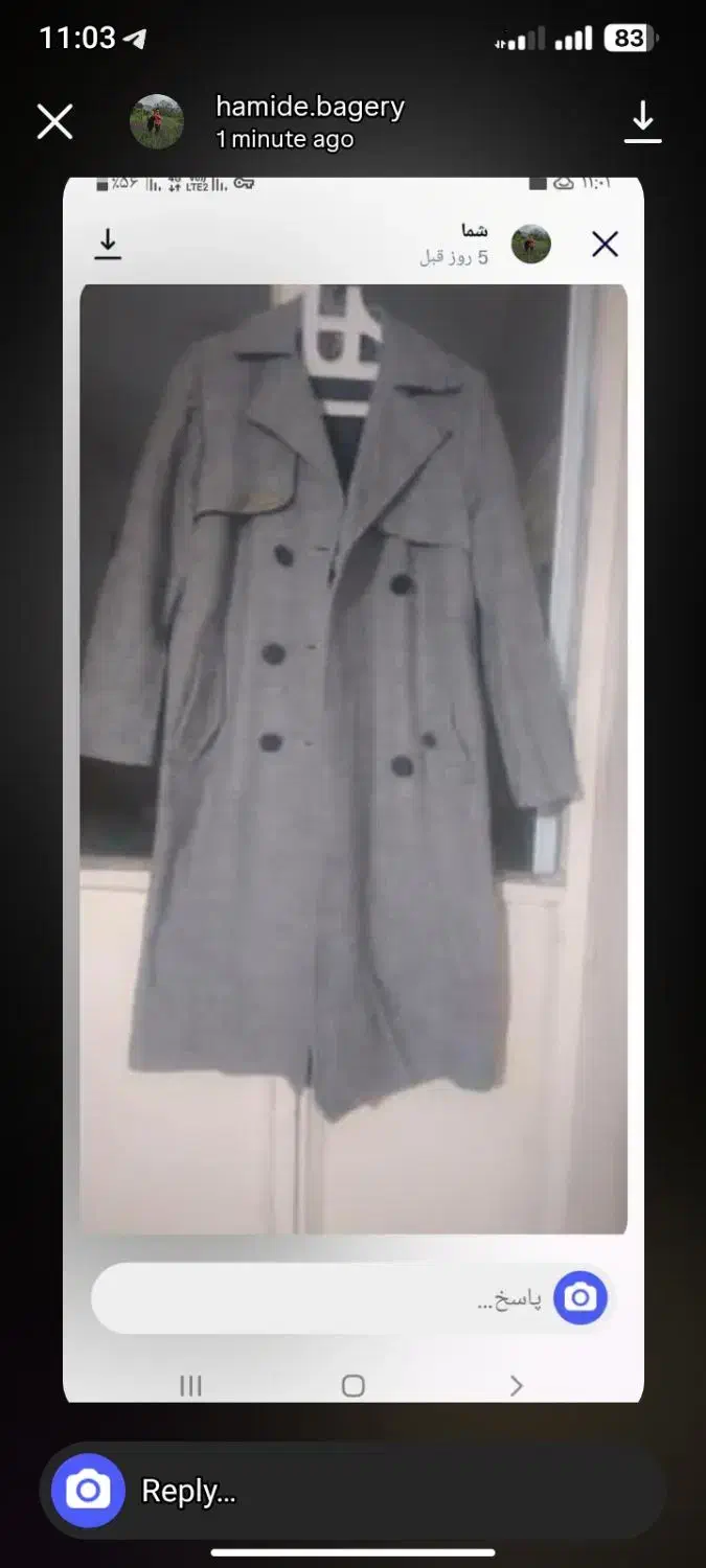 پالتو طوسی بلند فری سایز|لباس|سلماس, |دیوار