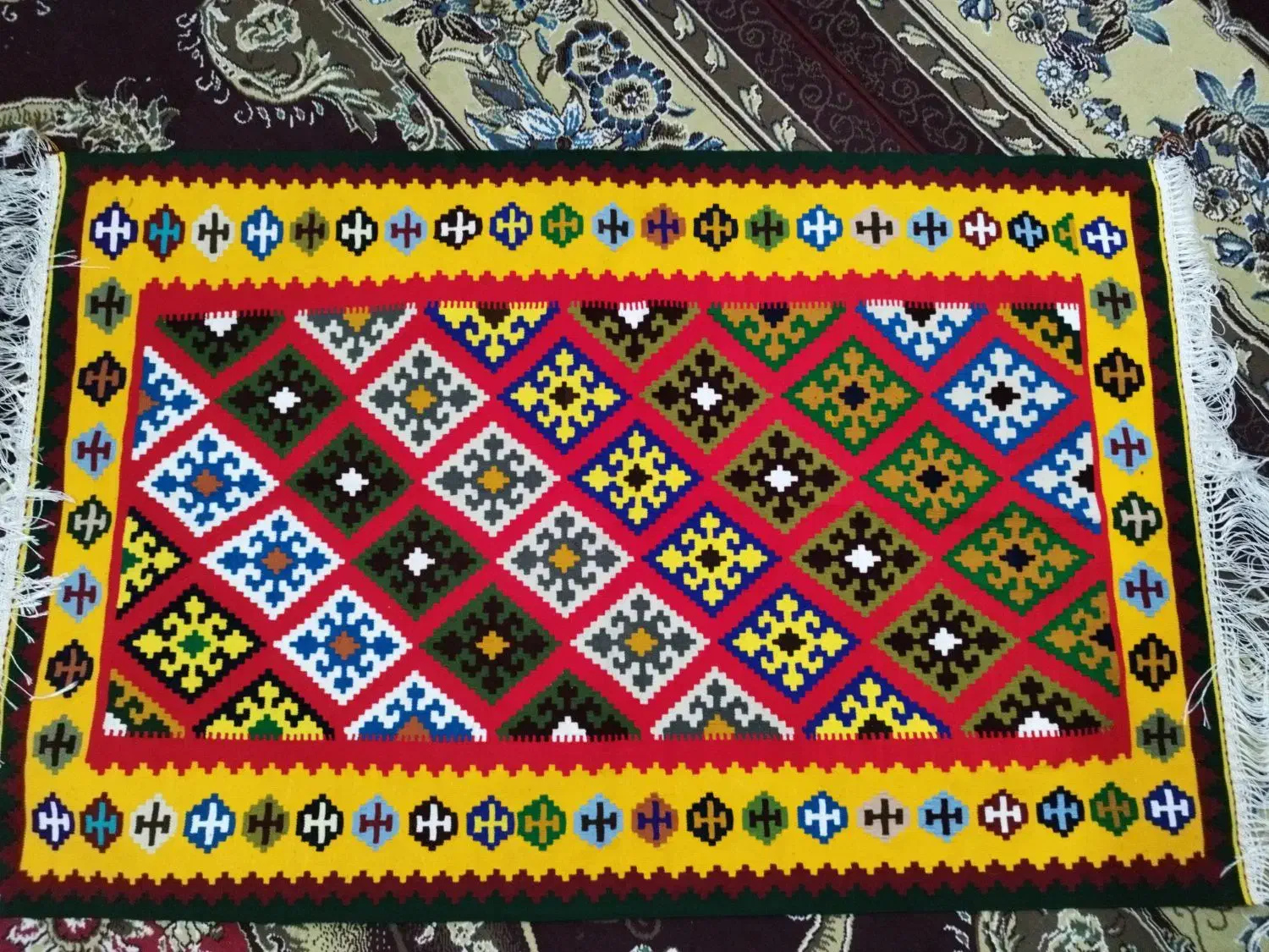 رومیزی کانوا1در1نیم دولا بافت|گلیم، جاجیم، گبه|شیراز, ستارخان|دیوار