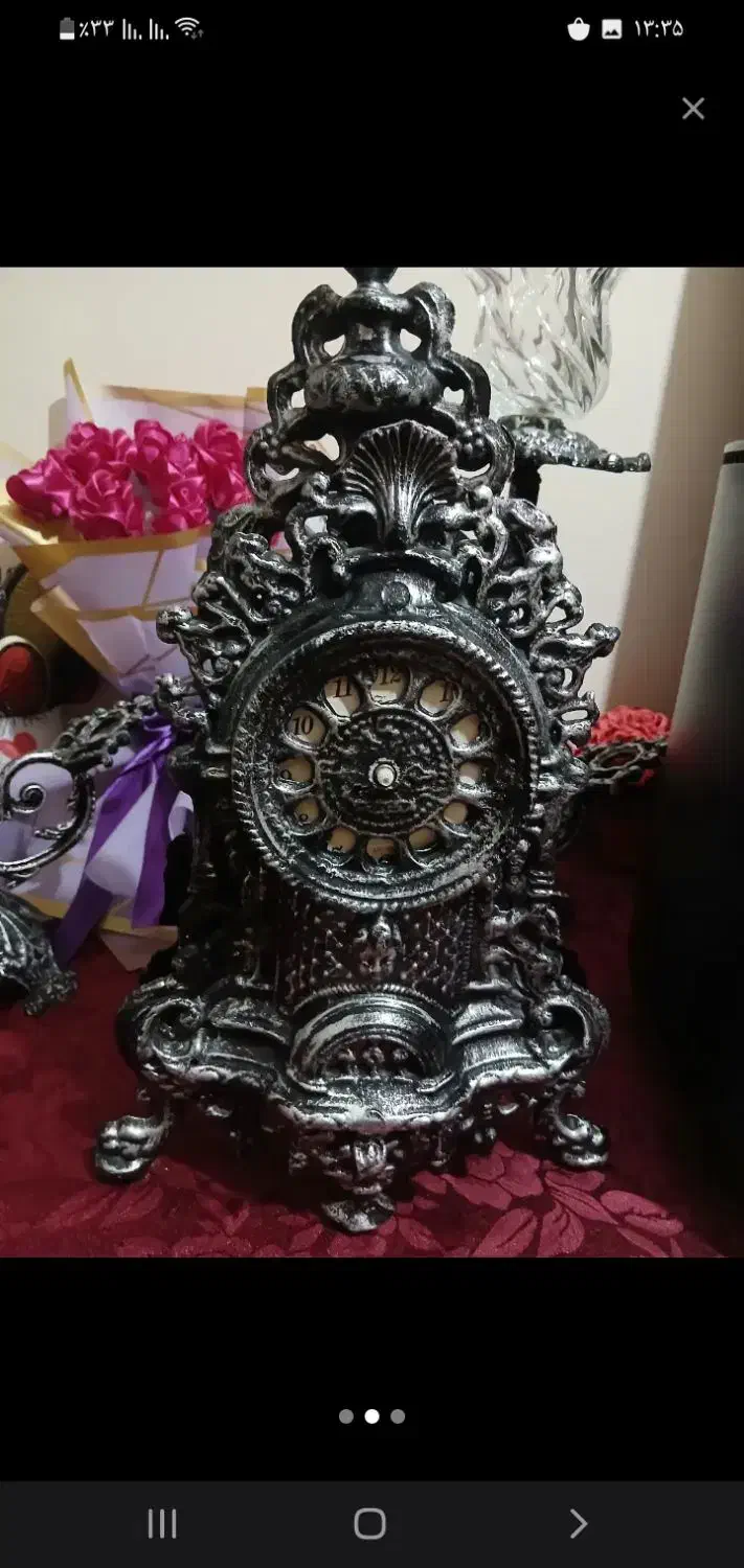 ساعت رومیزی همراه دو شمعدان فرشته بسیار زیبا و شیک|کلکسیون اشیاء عتیقه|اسلامشهر, شهرک امام حسین (میان آباد)|دیوار