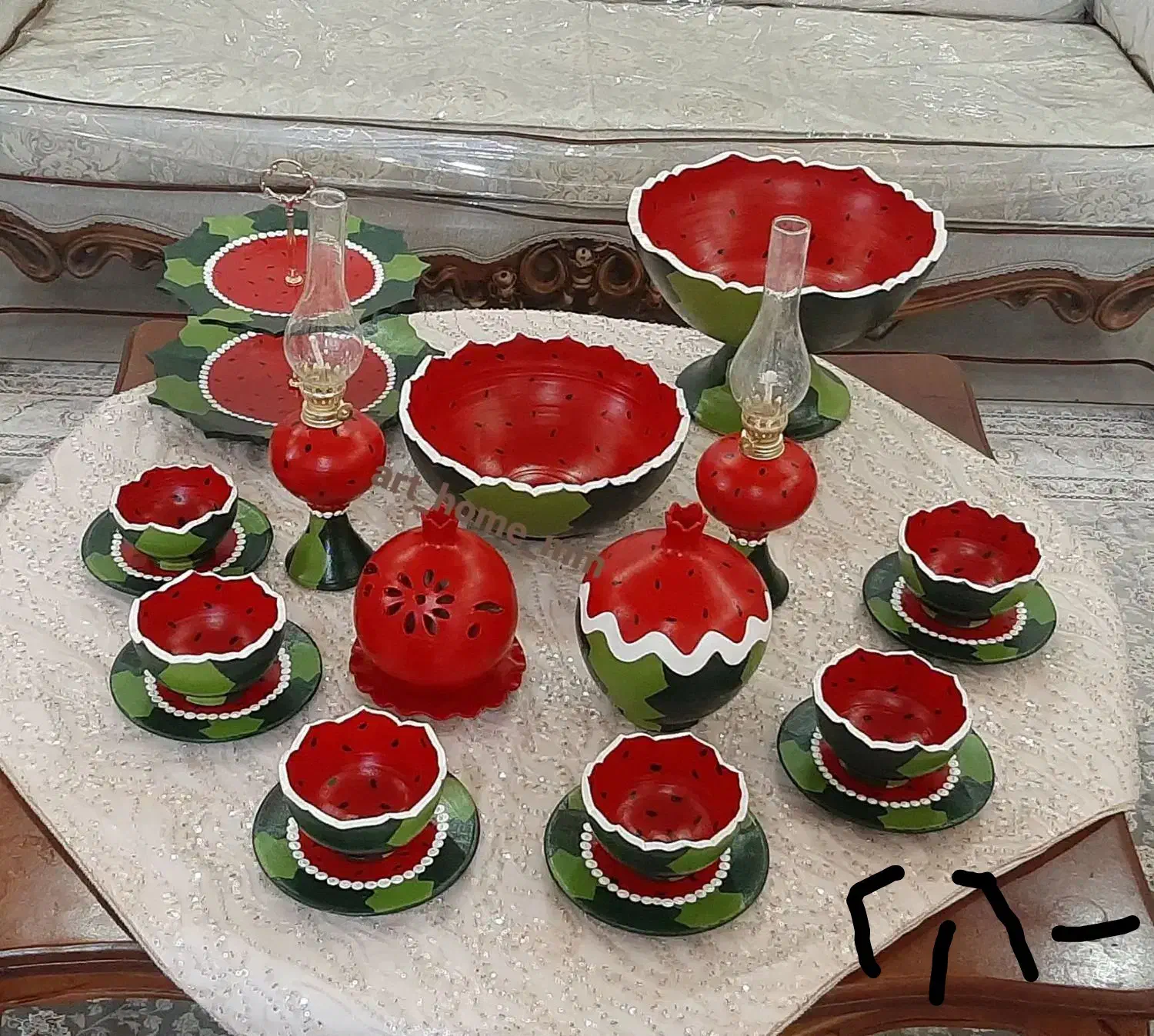 ست ظروف یلدا/شب چله/یلدایی عروس/ظرف/سفارشی|صنایع دستی و سایر لوازم تزئینی|تهران, والفجر (افسریه)|دیوار