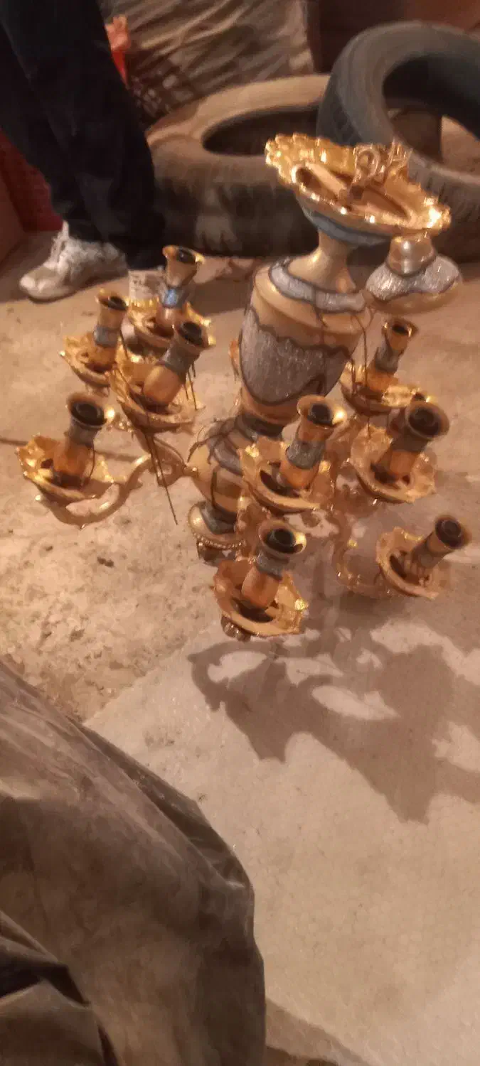 انواع لوستر اینه شمعدان برنجی ظروف مسی دیگ روحی|لوستر و چراغ آویز|مشهد, کلاهدوز|دیوار