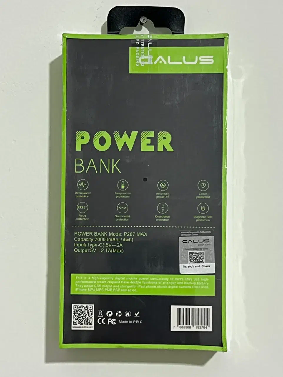 پاوربانک کالوس مدل P207 max ظرفیت 20000 میلی آمپر|لوازم جانبی موبایل و تبلت|بجنورد, |دیوار