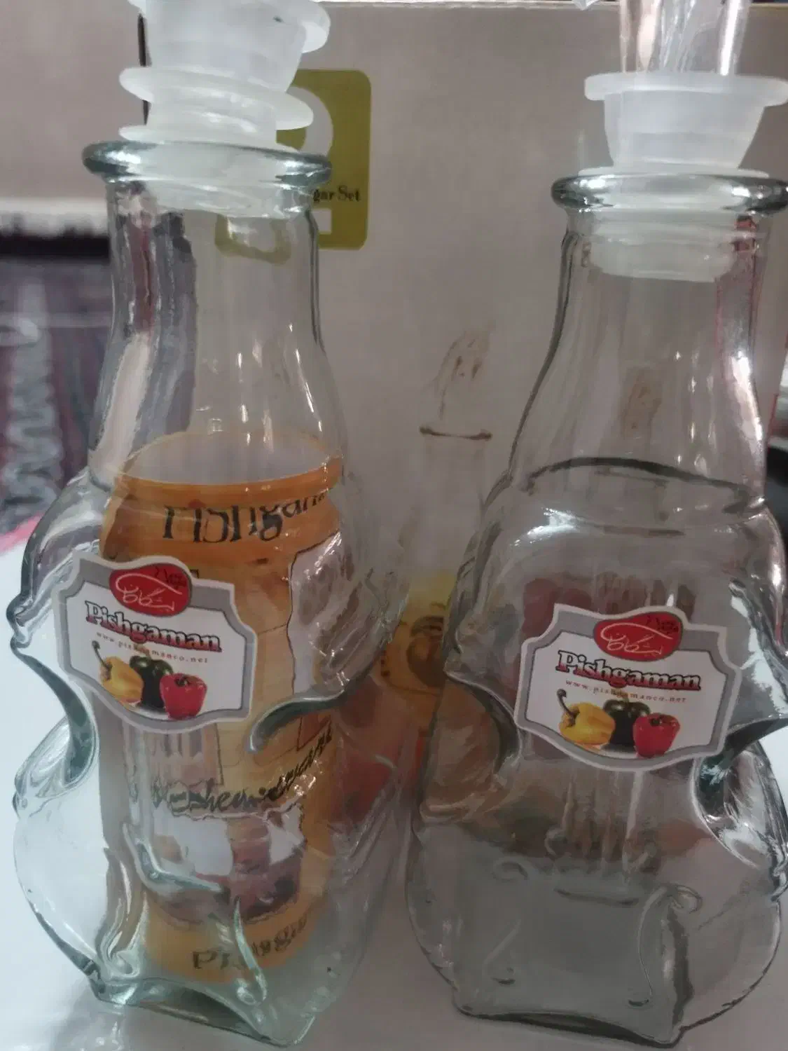 بطری شیشه ای  مخصوص روغن و سرکه دوعددی|ظروف سرو و پذیرایی|مشگین شهر, |دیوار