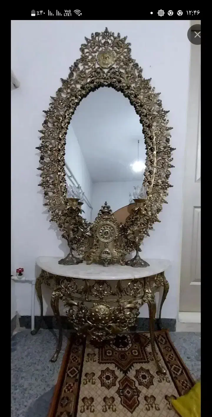 اینه کنسول طرح برنز شیک  قابلمه تابه|بوفه، ویترین، کنسول|قطور, |دیوار