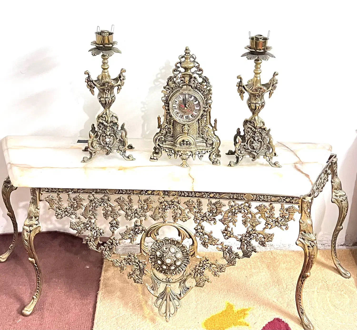 اینه شمع دان برنج برنز|بوفه، ویترین، کنسول|تهران, والفجر (افسریه)|دیوار