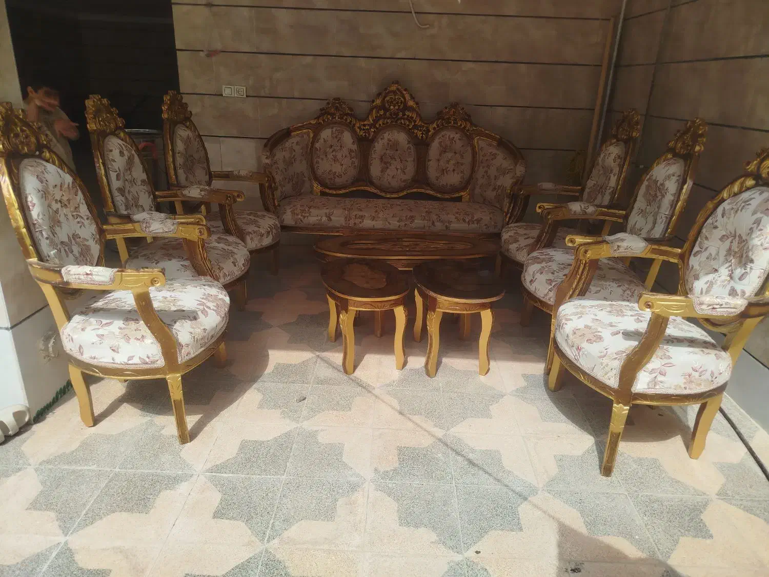 مبل سلطنتی 9نفره سالم چوب راش|مبلمان خانگی و میز عسلی|اقبالیه, |دیوار