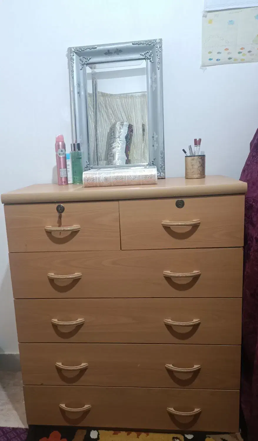 درآور چوبی و آینه|جاکفشی، کمد، دراور|لنگرود, |دیوار