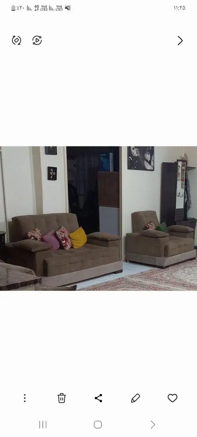 مبل ۷نفره بسیار تمیز رنگ کرم قهوهای .|مبلمان خانگی و میز عسلی|بومهن, |دیوار