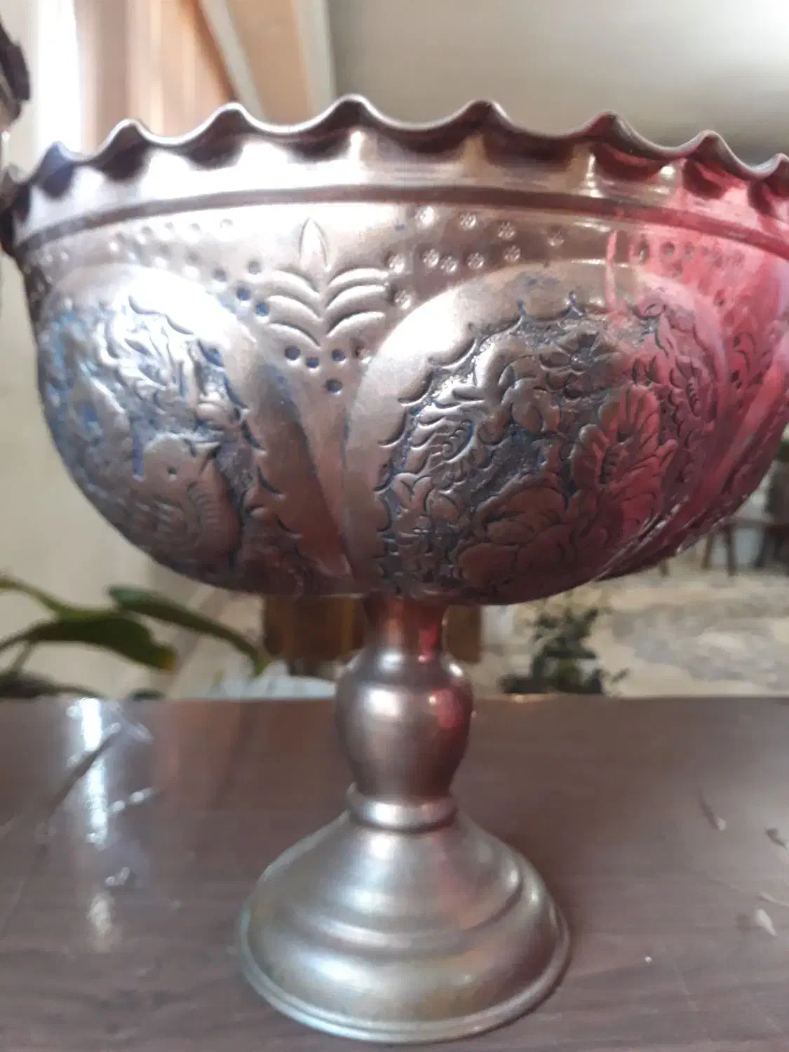 ظرف پذیرایی مسی قلم کاری|صنایع دستی و سایر لوازم تزئینی|اصفهان, ارغوانیه|دیوار