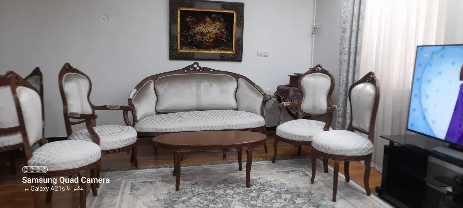 مبلمان استیل۹ نفره چوب گردو در حد نو|مبلمان خانگی و میز عسلی|اهواز, شهرک نفت|دیوار