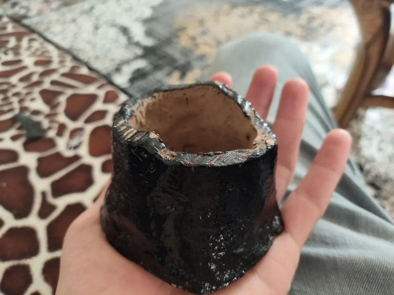 ظرف سفالی لعاب شده دفرمه طرح|صنایع دستی و سایر لوازم تزئینی|سمنان, |دیوار