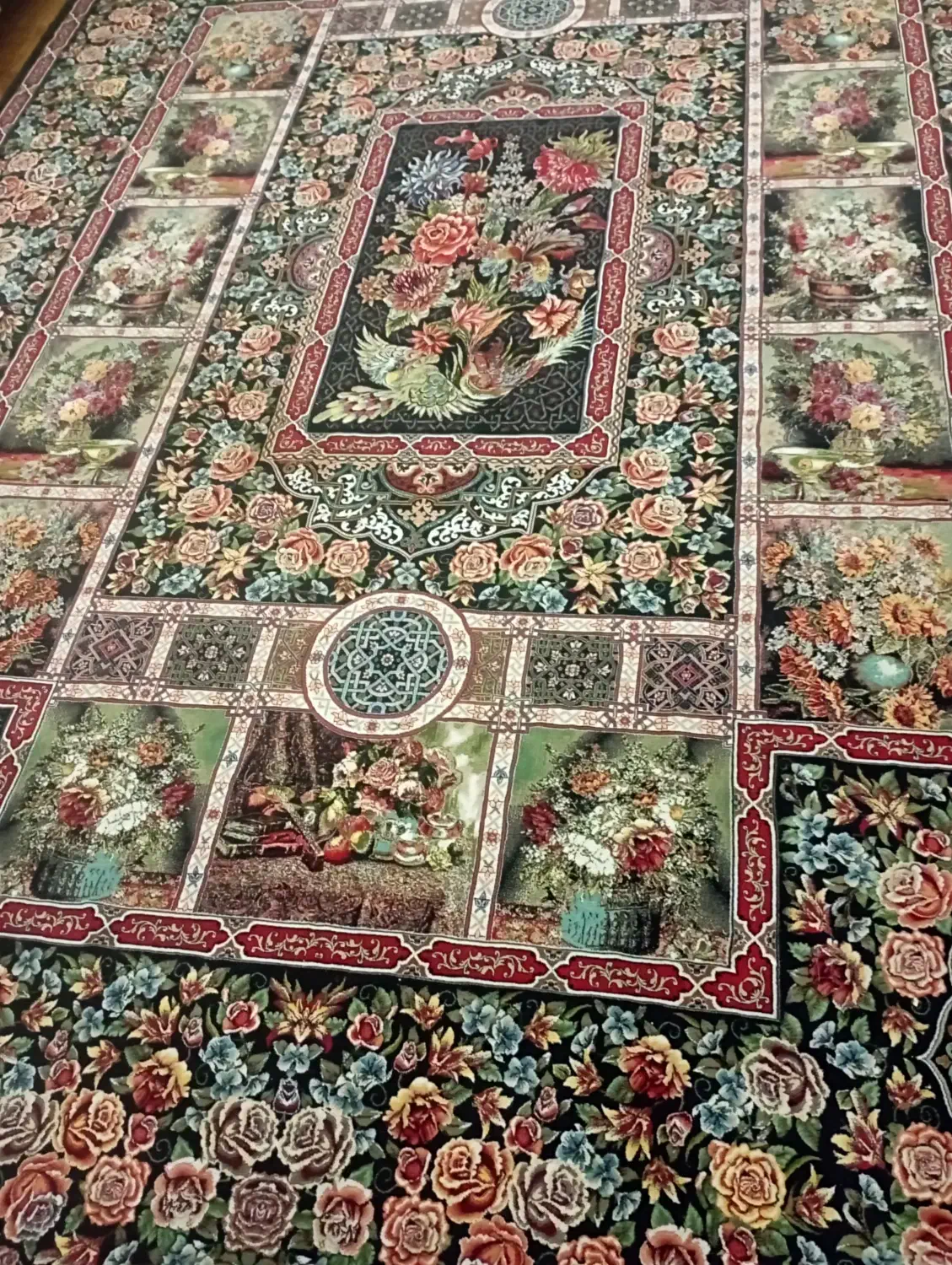 فرش دست بافت گونه عقیق کاشان ۱۰۰۰ شانه تراکم ۳۶۰۰|فرش|گرمدره, |دیوار