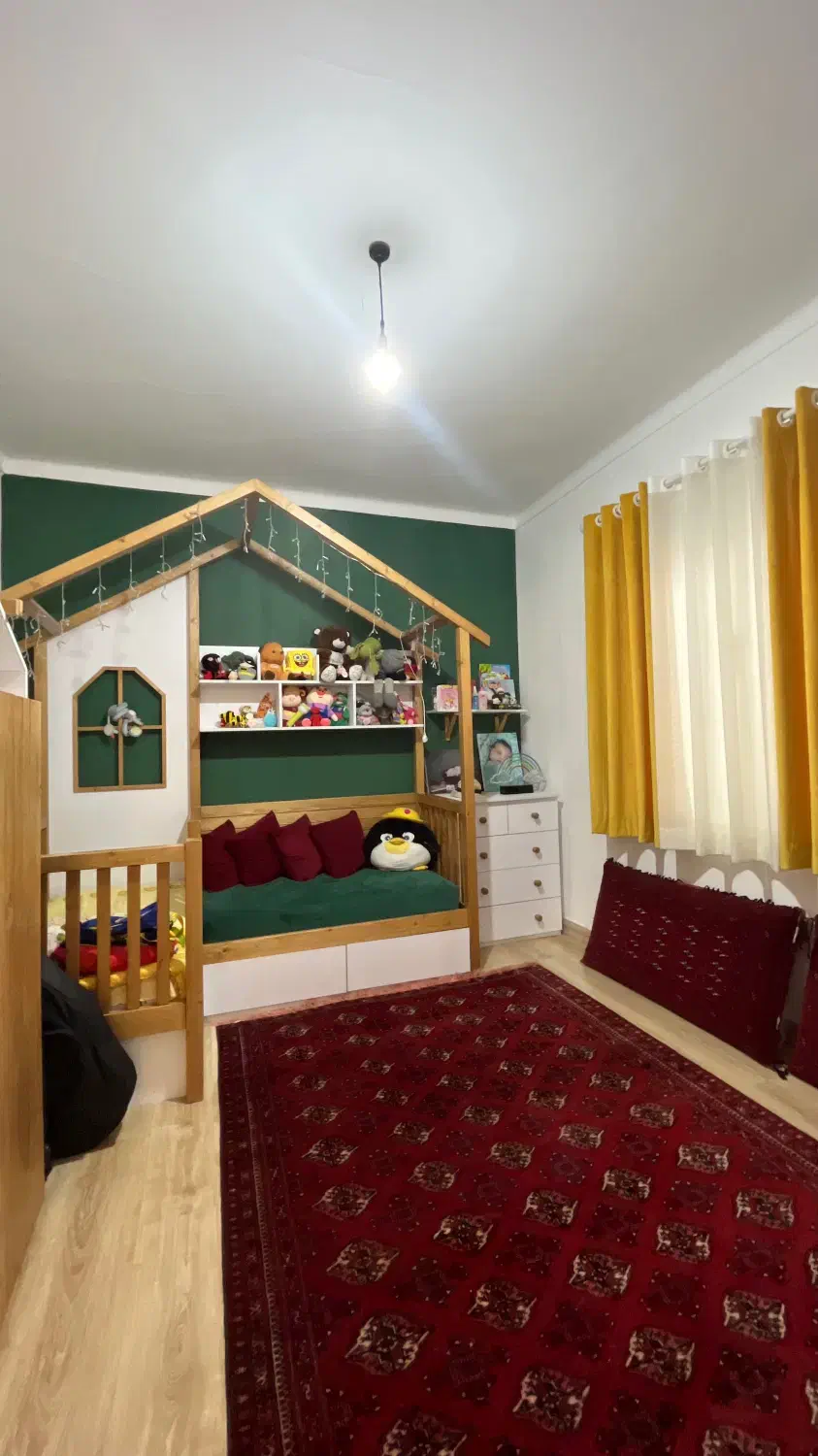 سرویس خواب کلبه ای چوبی نوزاد با کمد و دراور|تخت و سرویس خواب|گرگان, |دیوار