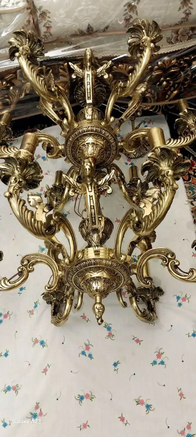 چهار عدد لوستر برنزی فرشته دار خاص و بی نظیر|لوستر و چراغ آویز|همدان, |دیوار