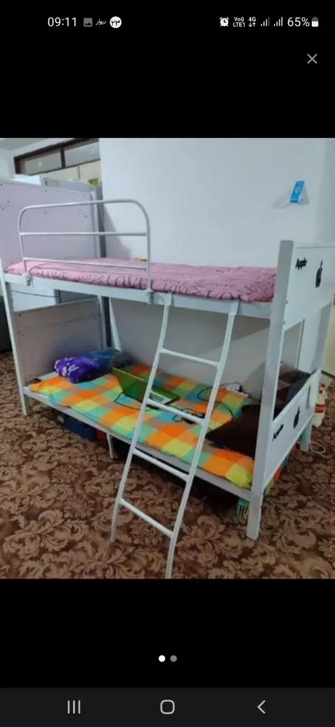 تخت دو طبقه ثابت|تخت و سرویس خواب|بیرجند, |دیوار