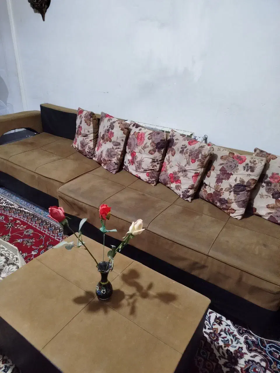 مبل ۷ نفره ال شکل دسته دوبل- میز جلو مبلی|مبلمان خانگی و میز عسلی|قزوین, |دیوار