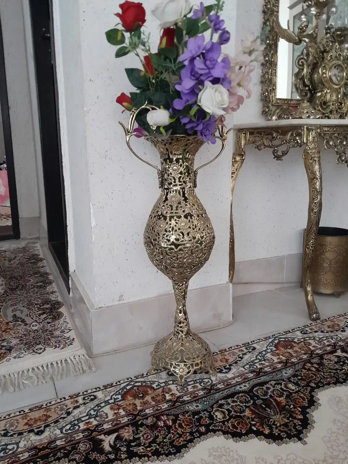 آینه شمعدان برنز گلدان برنز ساعت برنز اصل|آینه|نقده, |دیوار