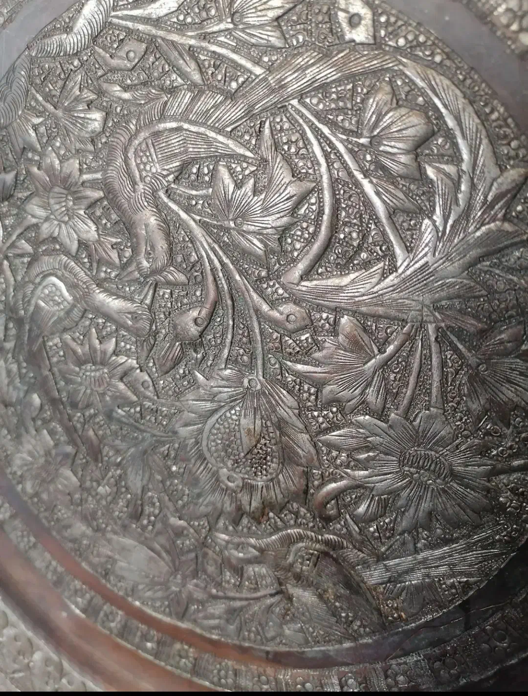 سینی مسی قلم کاری|کلکسیون اشیاء عتیقه|اهواز, زیتون کارگری|دیوار