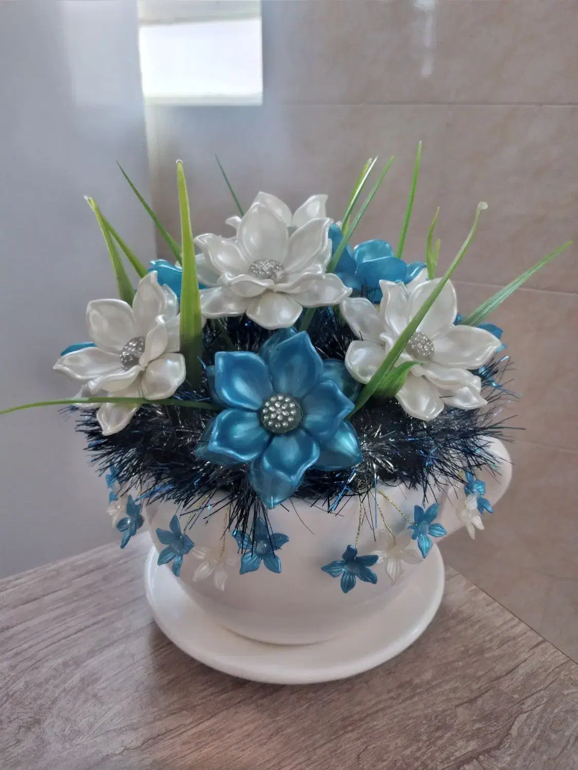 گل کریستال وگل بافتنی|گل مصنوعی|یزد, |دیوار