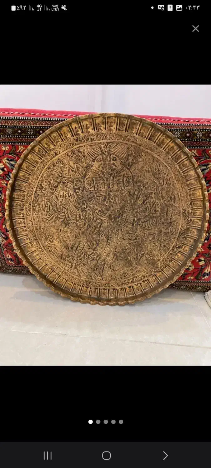 سینی قدیمی برنجی قلم کاری شده|کلکسیون اشیاء عتیقه|تربتحیدریه, فرمانداری|دیوار