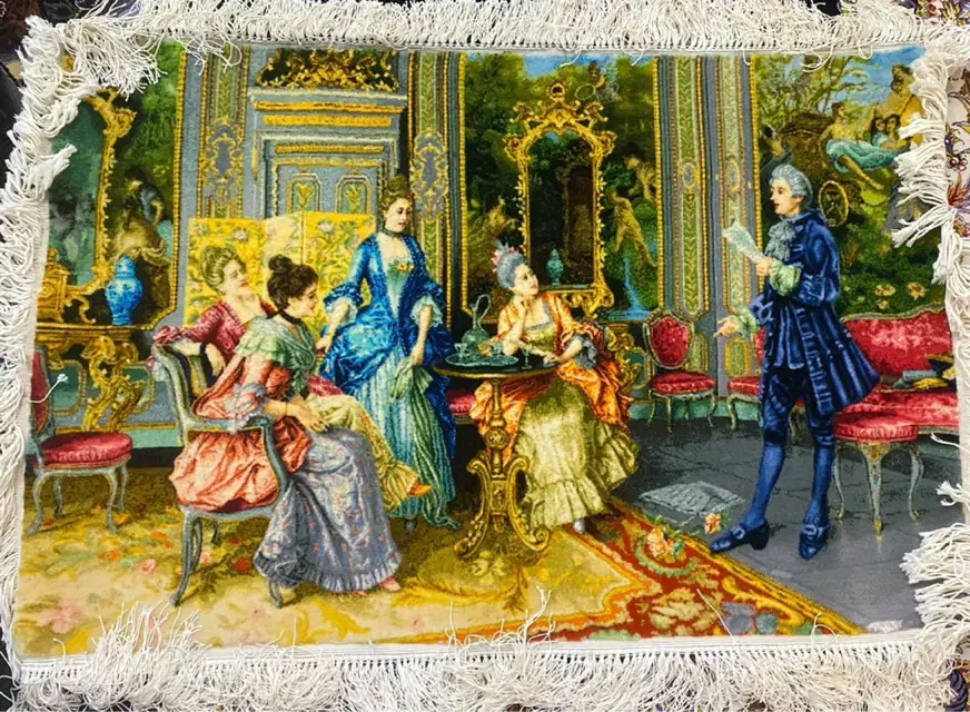 فرش ابریشم نفیس طرح کلاسیک اروپایی کار دست|فرش|پاکدشت, پاکدشت (مامازند)|دیوار