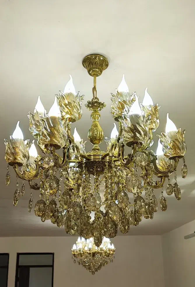 لوستر 16 شعله برنز پرکار و سنگین تولیدی رستمی|لوستر و چراغ آویز|زنجان, |دیوار