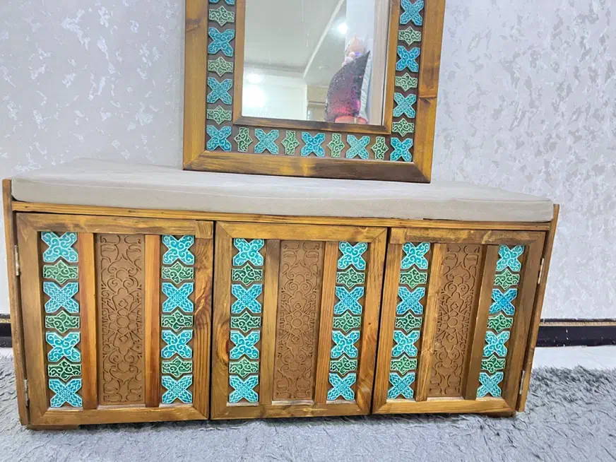 جا کفشی و آینه ست  تمام چوب|جاکفشی، کمد، دراور|بندر امام خمینی, |دیوار