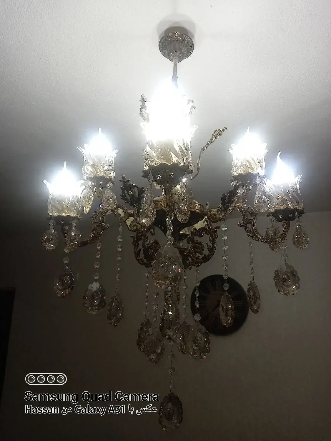 لوستر برنجی ۸ شعله نو نو|لوستر و چراغ آویز|اسلامشهر, شهرک واوان|دیوار