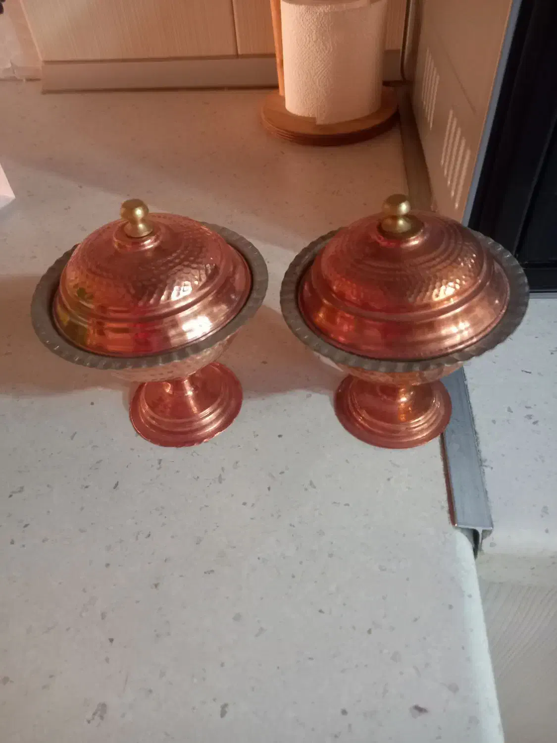 دوتا قندان مس درحدنو|ظروف سرو و پذیرایی|تهران, خاک سفید|دیوار